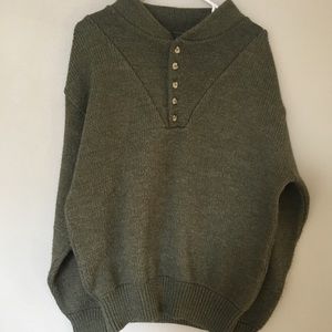 Vintage Mens Remington Outdoor Hunting Clothing Sage 1/4 button up 100% Wool